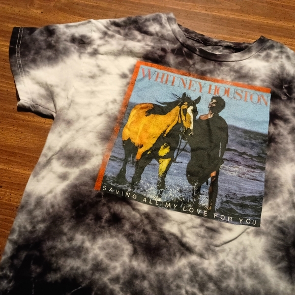 WHITNEY HOUSTON T-SHIRT - Small Acid Wash  Music Tee Shirt Pop Album R&B love - Picture 1 of 7